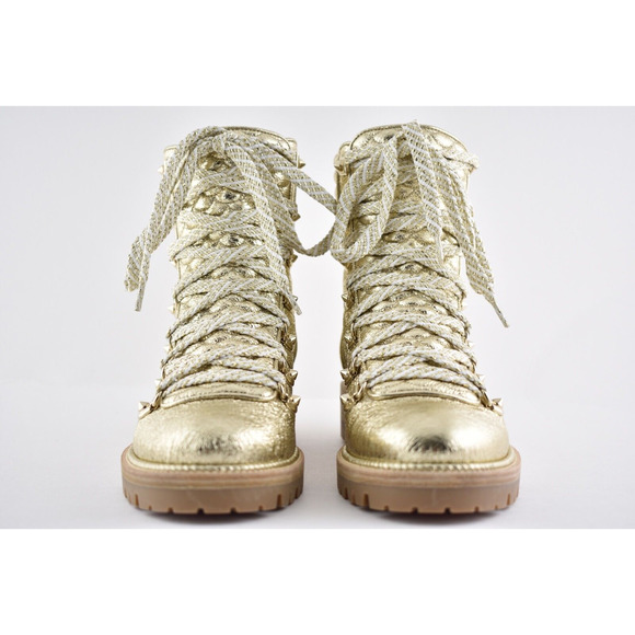 Christian Louboutin Mad Boot Platine Gold Flat Combat Lace Ankle Bootie 35.5 - Picture 6 of 12